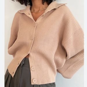 Oak + Fort Button High Neck Sweater Cardigan